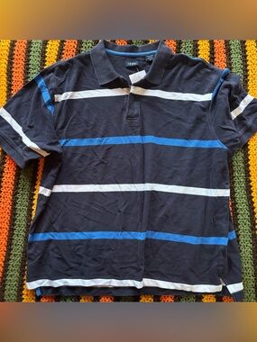 90s Izod Dark Blue Polo with Light Blue Accents